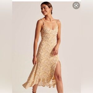 EUC Abercrombie & Fitch Midi Floral Yellow Spaghetti Strap Dress Size S